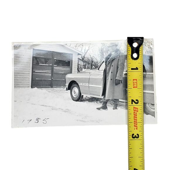 Vtg Man with Vehicle Behind Original Monochrome Photography Found Snapshot - Picture 2 of 4